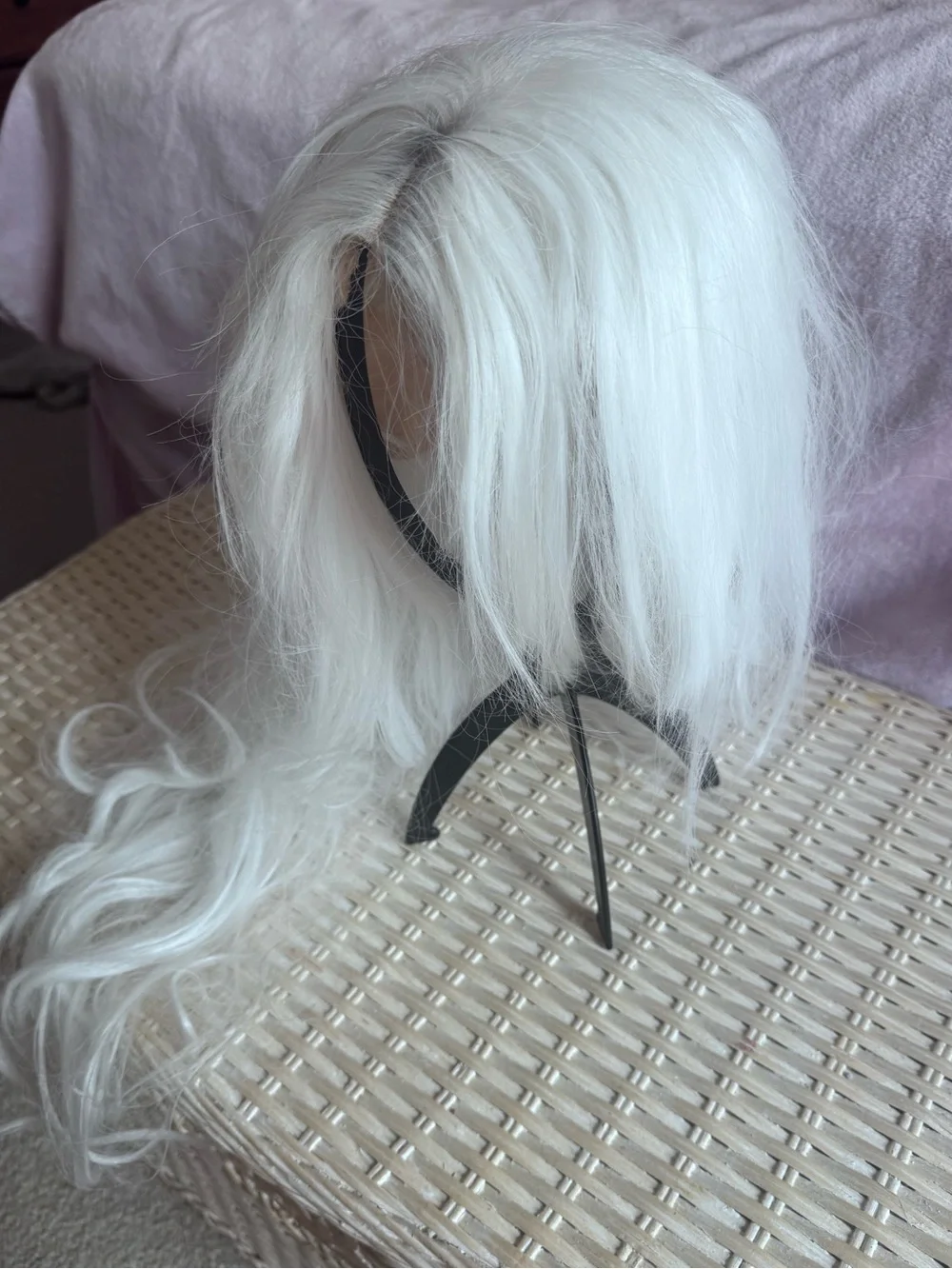 White Women’s Synthetic Wig with Side Bangs